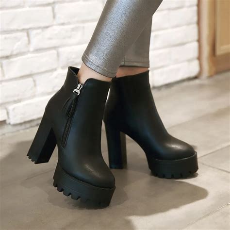 buy 2016 sexy high heel platform women s boots winter rouned toe ankle boots