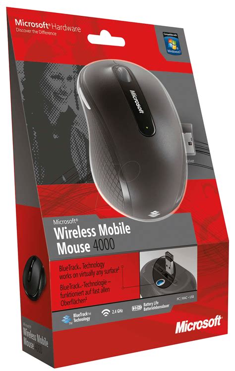 Ms Wmm 4000 Sw Maus Mouse Funk Bluetrack Schwarz Bei Reichelt