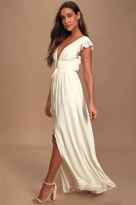 Im All Yours Cream Ruffled Maxi Dress In 2020 Cream Maxi Dress