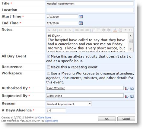 Vacation leave letter example letter samples templates. SharePoint Staff Vacation Planner Guide part 5 - the ...