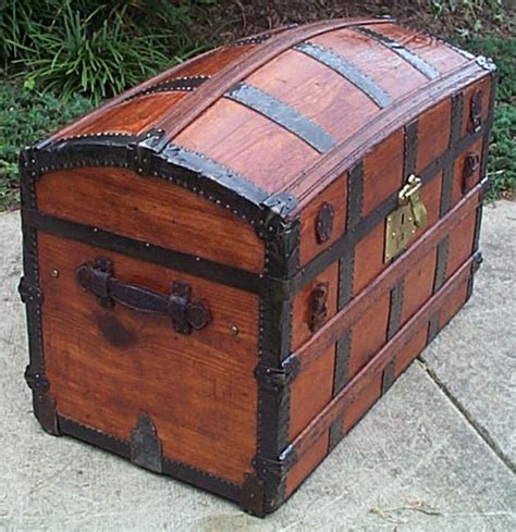 554 Restored Navy Shadow Box Idea Dome Top Antique Trunk Pirate Chest
