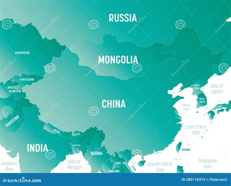 China Detailed Political Map With Lables Vector Illustration