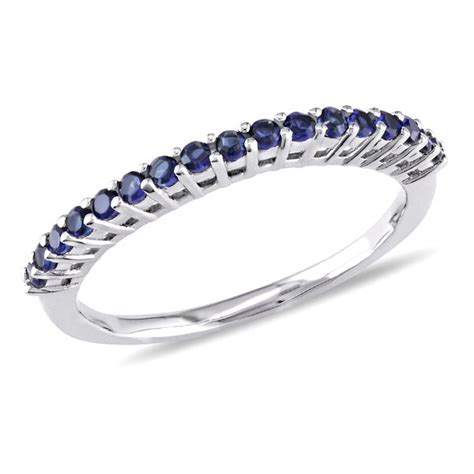 Shop Miadora Sterling Silver Created Blue Sapphire Eternity Ring Free