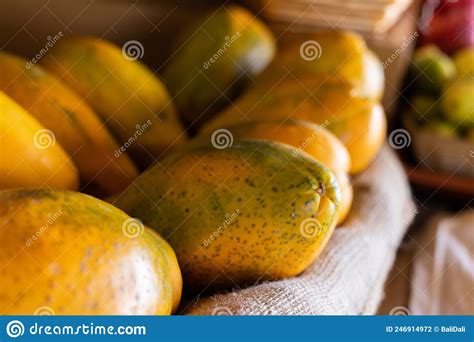 Fresh Papayas For Sale In The Market Fresh Fruits Stock Photo Image