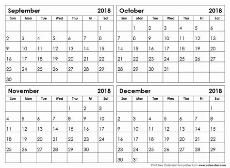 Blank Calendar 4 Months Calendar Template Printable