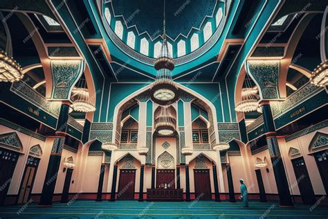 Premium Photo Interior Of Muslim Mosque In Traditional Design