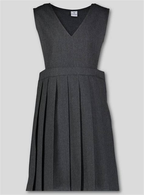 Buy Grey V Neck Pleated Pinafore Dress 11 Years School Dresses And
