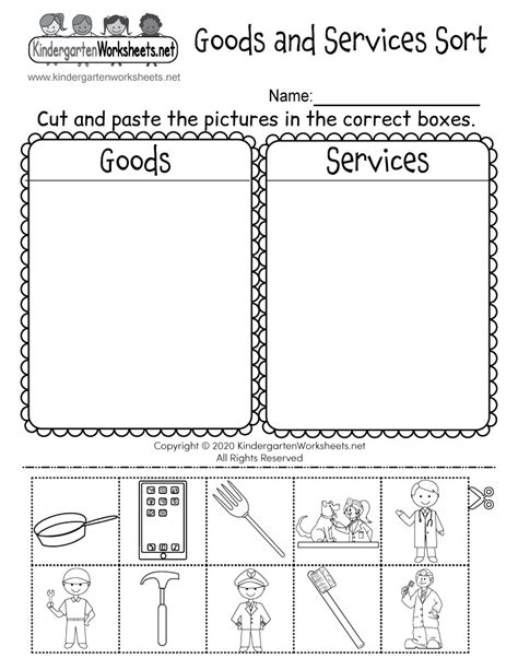 Goods And Services Worksheet Free Kindergarten Learning Worksheet For