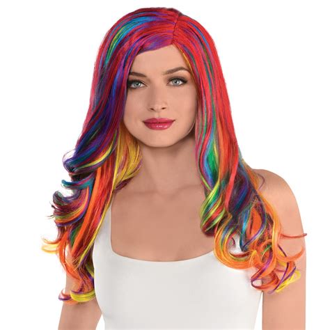 Long Glam Wig Rainbow Party City