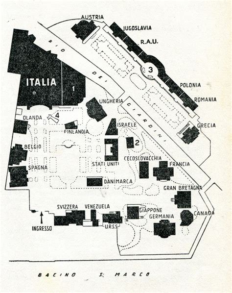 Site Map Of The Venice Biennale Giardini With The National Pavilions In