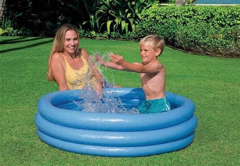 Intex 59416np Crystal Blue Three Ring Inflatable Paddling Pool 114m X