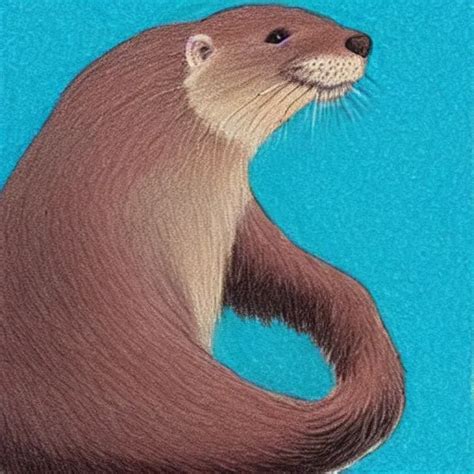 A Color Pencil Drawimg Of An Otter
