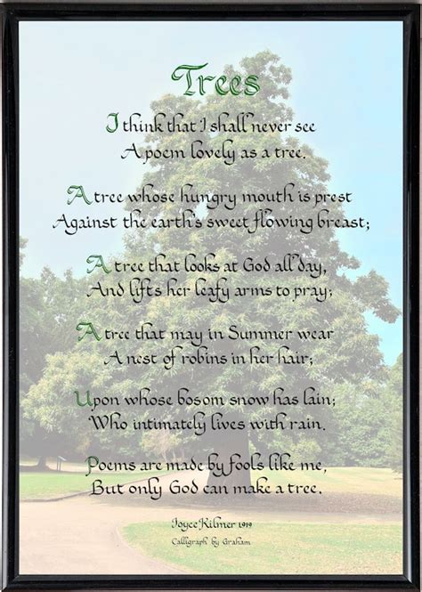 Trees Poem By Joyce Kilmer A4 And Tree Quotation 8x10 Etsy