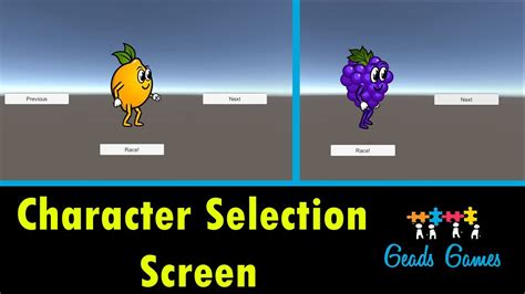 Character Selection Screen Unity Tutorial 2019 Youtube