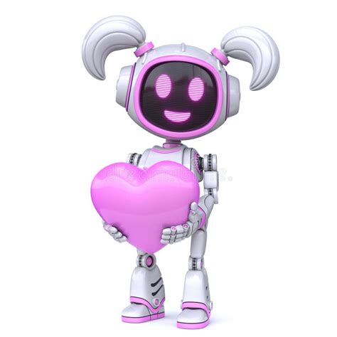 Cute Pink Girl Robot Giving Thumb Up 3d Stock Illustration