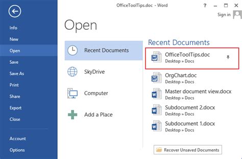 Change The Number Of The Most Recently Used Documents Microsoft Word 2013
