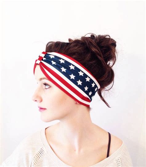 American Flag Headband Usa Turban Headband Red White And Blue Patr