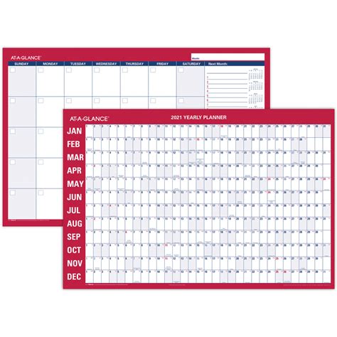 At A Glance Erasablereversible Yearly Wall Planner Fsioffice