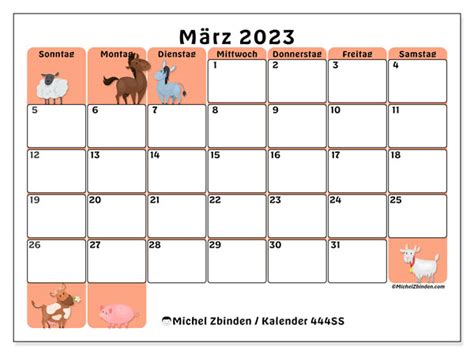 Kalender März 2023 Zum Ausdrucken “444ss” Michel Zbinden Lu