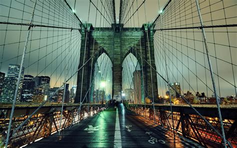 Wallpaper Brooklyn Bridge Night Nyc United States 1920x1200