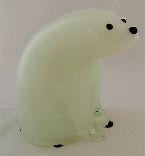 Murano Italy Glass Polar Bear Original Foil Label Hand Made From Antik