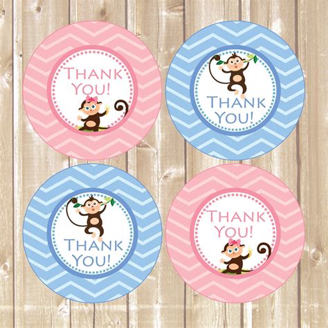 Thank You Favor Tags Monkeys Party Tags Printable Monkeys Etsy