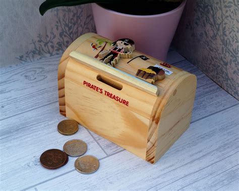 Childrens Wooden Money Box Personalised Money Box Pirate Etsy