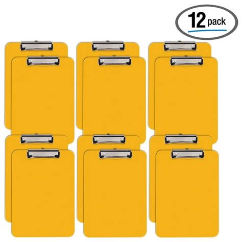 Yellow Plastic Clipboards 12 Pack Durable 125 X 9 Inch Low Profile
