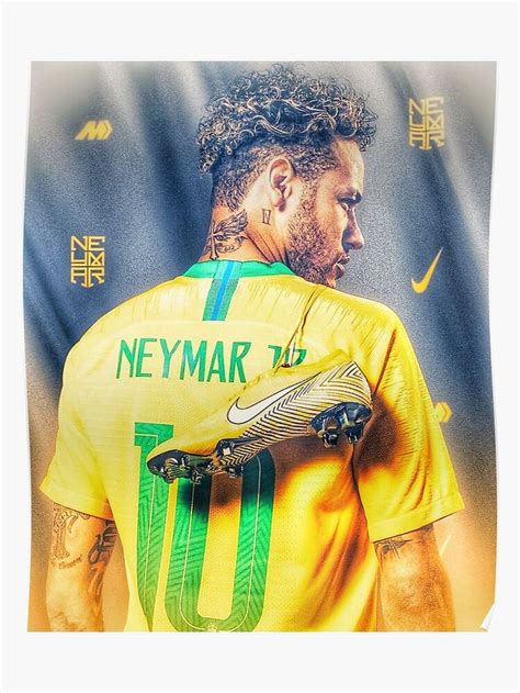 Neymar Golden Glow Poster By Sjteesdesigns Futebol Neymar Neymar