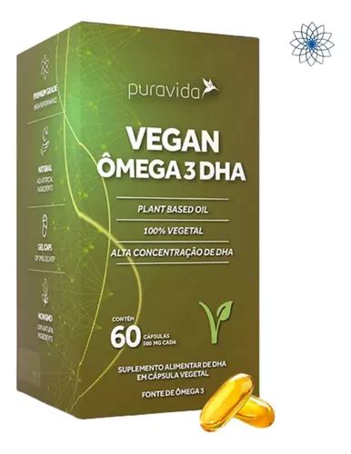 Ômega 3 Dha Vegano 60 Cáps Pura Vida Original 100 Vegetal Frete Grátis