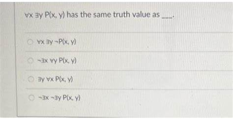 solved ∀x∃yp x y has the same truth value as ∀x zy ¬p x y