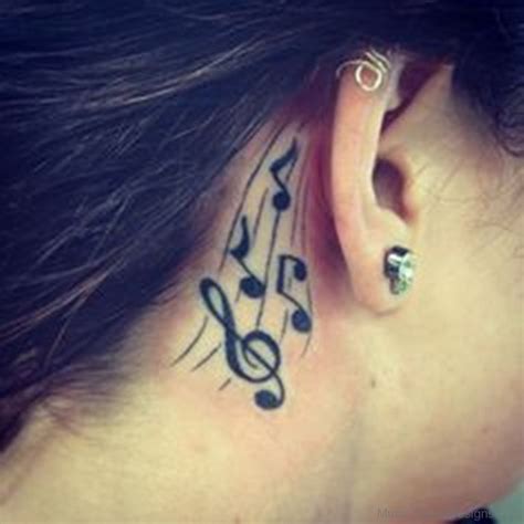 Pretty Musical Notes Tattoo On Behind Ear Music Tattoo Designs Music