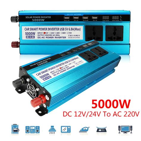 Voiture 5000w Inverseur Solaire Dc 12v24v Ac 220v Convertisseur De Usb