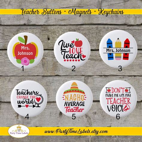Teacher Pinback Buttons Magnets Keychains Stickers Etsy