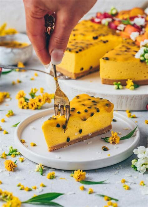 No Bake Mango Cheesecake Pie With Passion Fruit Vegan Bianca Zapatka Recipes