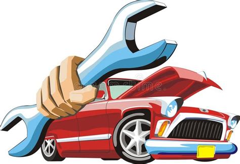Car Repair Old Cartoon Car Keep Wrench In Hand Affiliate Cartoon