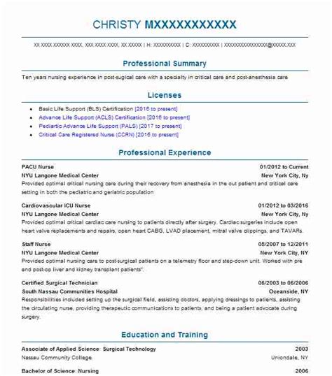 Looking for an medical surgical nurse resume example? Surgical icu nurse resume example