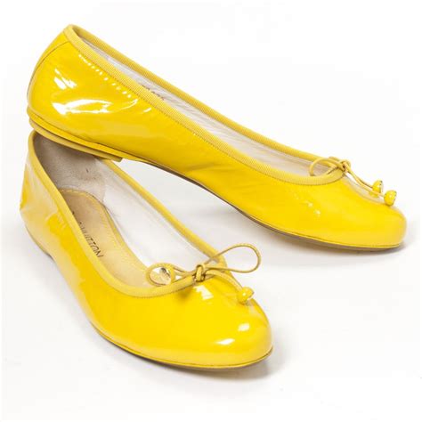 Yellow Patent Leather Ballet Flats Louis Vuitton Yellow Size 37 Eu In