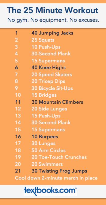 Pushing through your feet and bracing your core, raise your bottom off the ground until your. The 25 Minute Dorm Room Workout