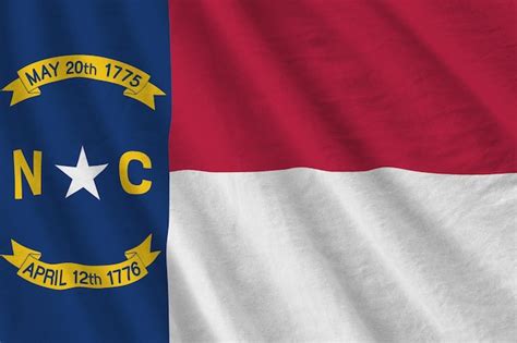 Premium Photo North Carolina Us State Flag With Big Folds Waving