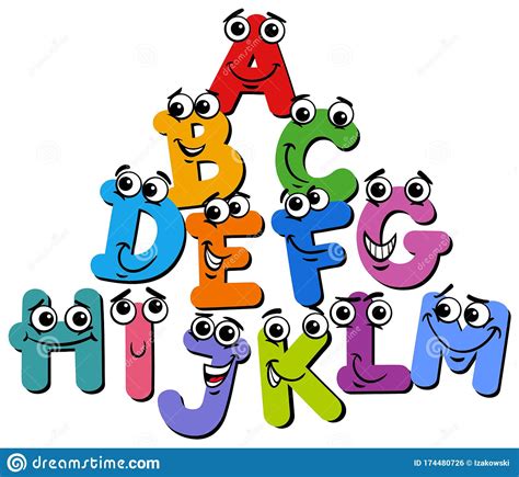 Alphabet Letter Characters Cartoon Illustration Stock Vector
