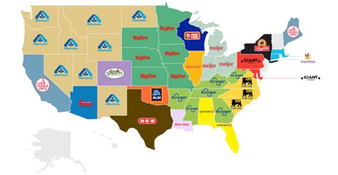 A Us Map Of The Most Popular Grocery Store Chain In Each State