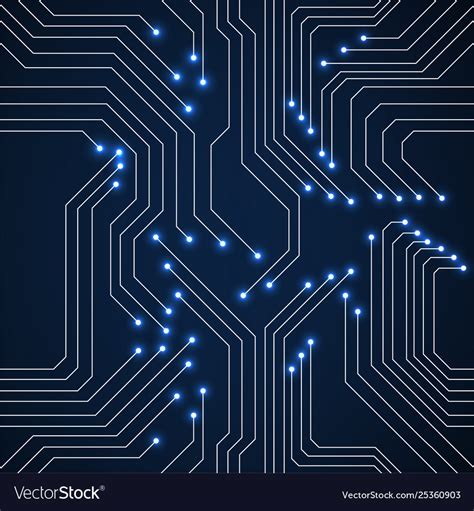 Seamless Pattern Glowing Circuit Board Neon Vector Image
