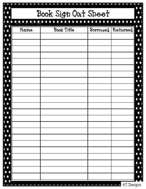 Printable Check In Check Out Sheet Template