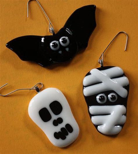 Fused Glass Halloween Ornaments Set Of 3 By Onlineglass On Etsy 15 00 Fused Glass Jewelry