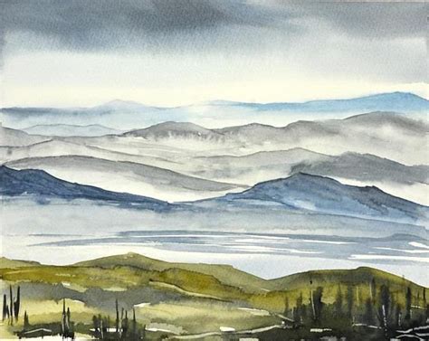Foggy Mountain Print Storm Clouds Mountains In The Horizon Etsy