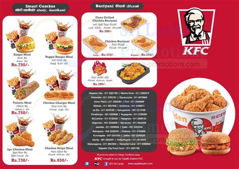 KFC Menu Sep KFCs Latest Menu Prices As Of Sep Sri Lanka Promotions