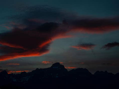 Wallpaper Mountains Twilight Dark Sky Clouds Hd Widescreen High