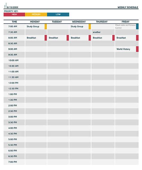 9 Free Weekly Schedule Templates Word Excel
