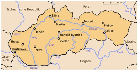 Physical map of slovakia showing major cities, terrain, national parks, rivers, and surrounding countries with international borders and outline maps. Slovakia Map 1 • Mapsof.net